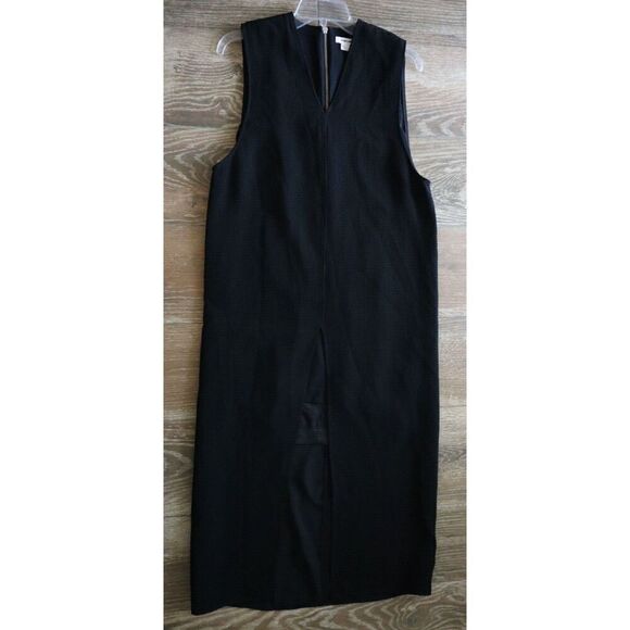 Helmut Lang Women's Sz 6 Black Textured Sleeveless Front Slit V-Neck Maxi Dress - Picture 1 of 13
